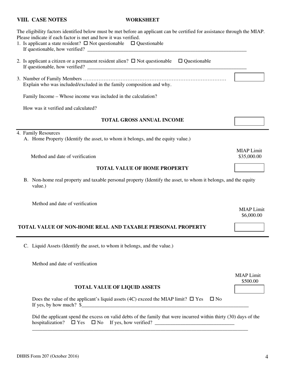 DHHS Form 207 Application for the Medically Indigent Assistance Program - South Carolina, Page 4