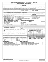 Document preview: DD Form 2646 Annual Summary of Operations - Department of Defense School-Age Care (Sac) Program