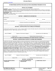 Document preview: DD Form 2704 Victim/Witness Certification and Election Concerning Prisoner Status