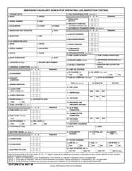 DD Form 2744 Emergency/Auxiliary Generator Operating Log (Inspection Testing)