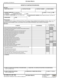 Document preview: DD Form 2773 Report of Contractor Services