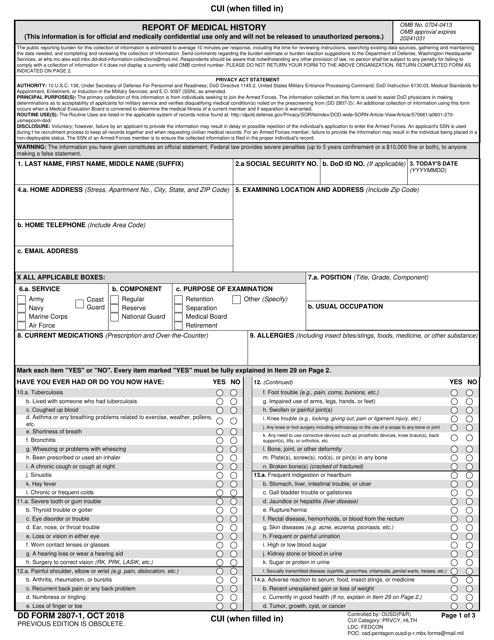 DD Form 2807-1 Report of Medical History