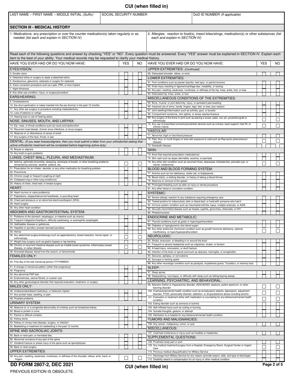 DD Form 2807-2 Download Fillable PDF or Fill Online Accessions Medical ...