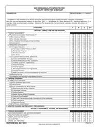 Document preview: DD Form 2856 DoD Semiannual Program Review/Facility Inspection Checklist