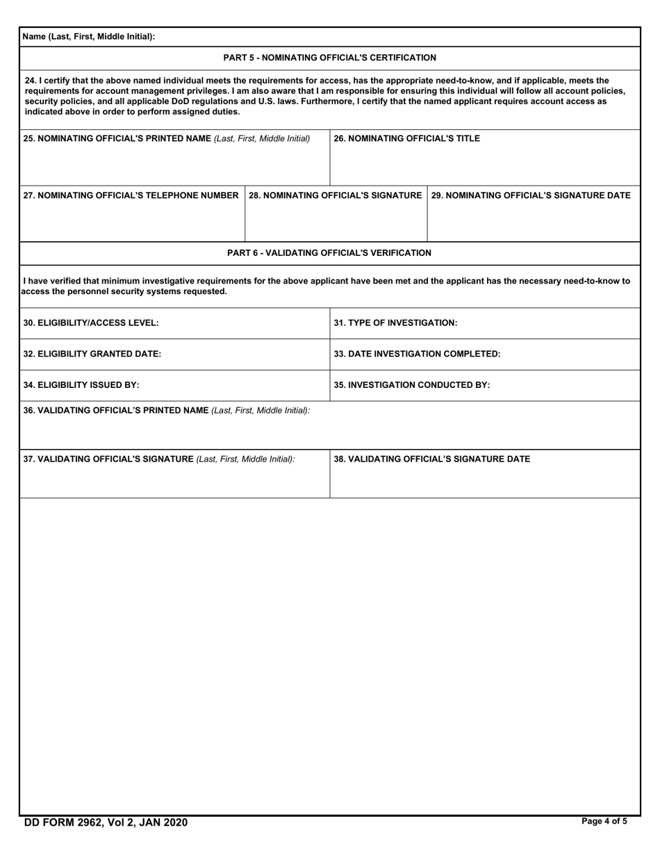 DD Form 2962V2 Personnel Security System Access Request (Pssar) Defense Manpower Data Center (Dmdc), Page 4