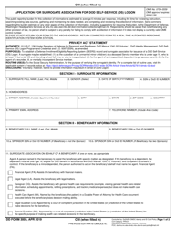 Document preview: DD Form 3005 Application for Surrogate Association for DoD Self-service (Ds) Logon