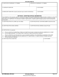DD Form 3005 Application for Surrogate Association for DoD Self-service (Ds) Logon, Page 2