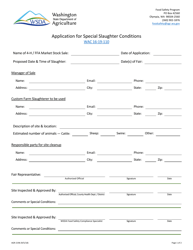 Document preview: Form AGR-2196 Application for Special Slaughter Conditions - Washington