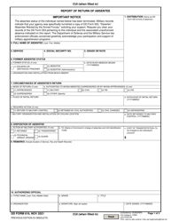 Document preview: DD Form 616 Report of Return of Absentee