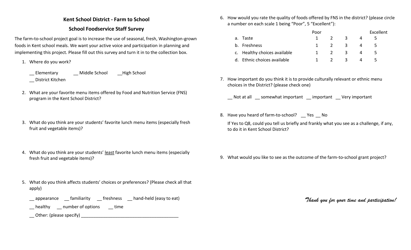 Foodservice Staff Survey - Farm to School - Washington, Page 2