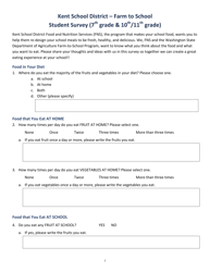 Student Survey (7th Grade &amp; 10th/11th Grade) - Farm to School - Washington