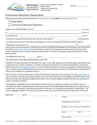 AGR Form 7021 Commission Merchant/Dealer Bond - Washington