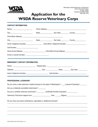 Document preview: AGR Form 300-3074 Application for the Wsda Reserve Veterinary Corps - Washington