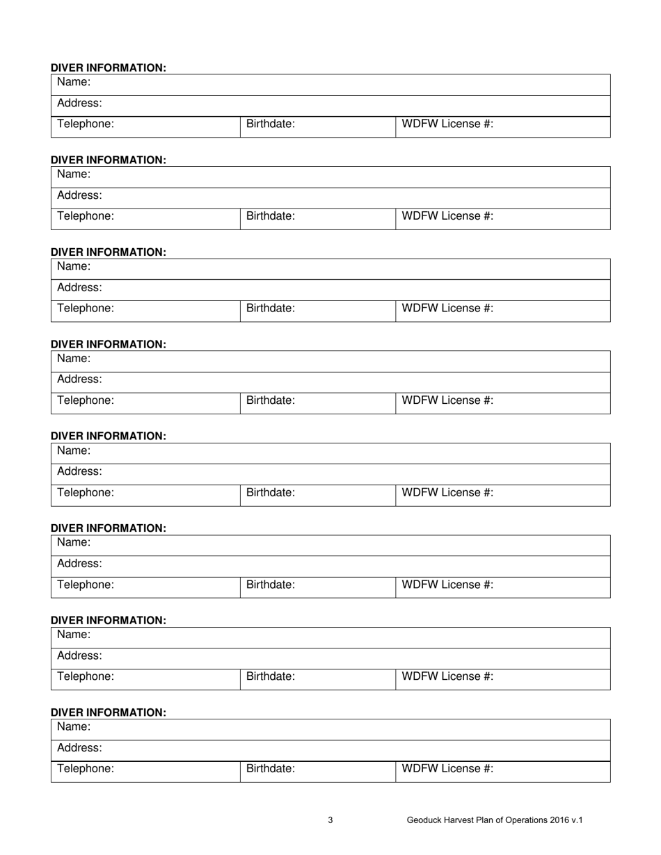 Geoduck Harvest Plan of Operation - Washington, Page 3