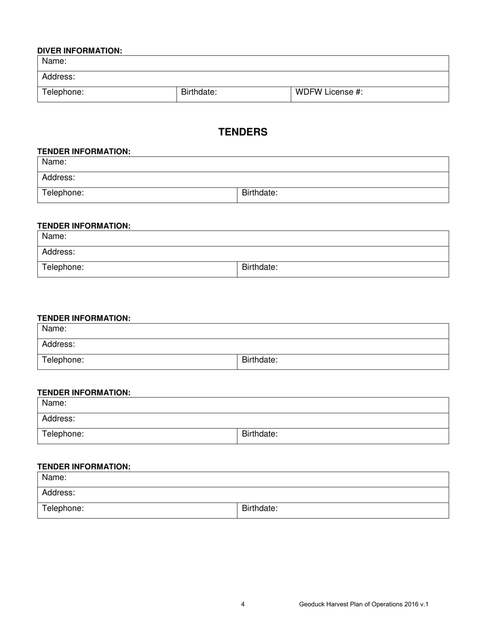 Geoduck Harvest Plan of Operation - Washington, Page 4