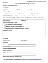 Document preview: Resource Extension Request Form - Washington
