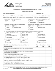 Document preview: AGR Form 2248 Participant Survey - Commodity Supplemental Food Program (Csfp) - Washington
