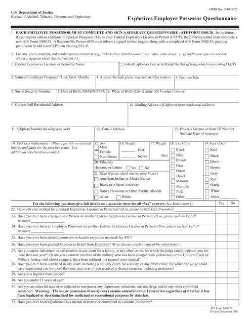 ATF Form 5400.28  Printable Pdf