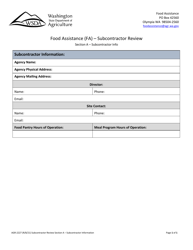 AGR Form 2227 Food Assistance - Subcontractor Review - Washington, Page 3