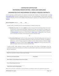 Document preview: Wage Law Compliance Form for Harvesting Services - Washington