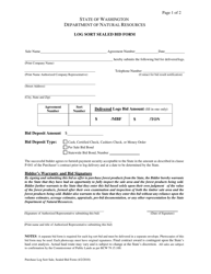 Document preview: Log Sort Sealed Bid Form - Washington