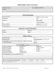 Application &amp; Intake Assessment - Building 9 for Veterans - Washington, Page 2