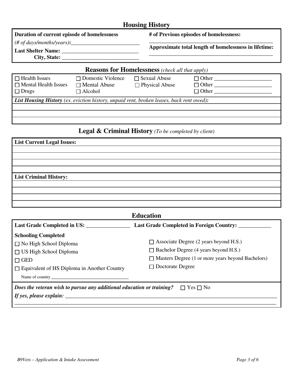 Application  Intake Assessment - Building 9 for Veterans - Washington, Page 3