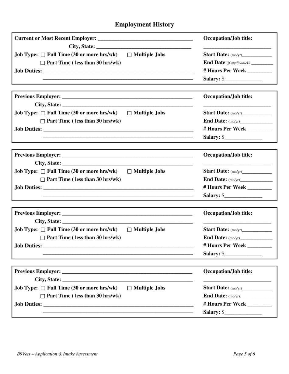 Application  Intake Assessment - Building 9 for Veterans - Washington, Page 5