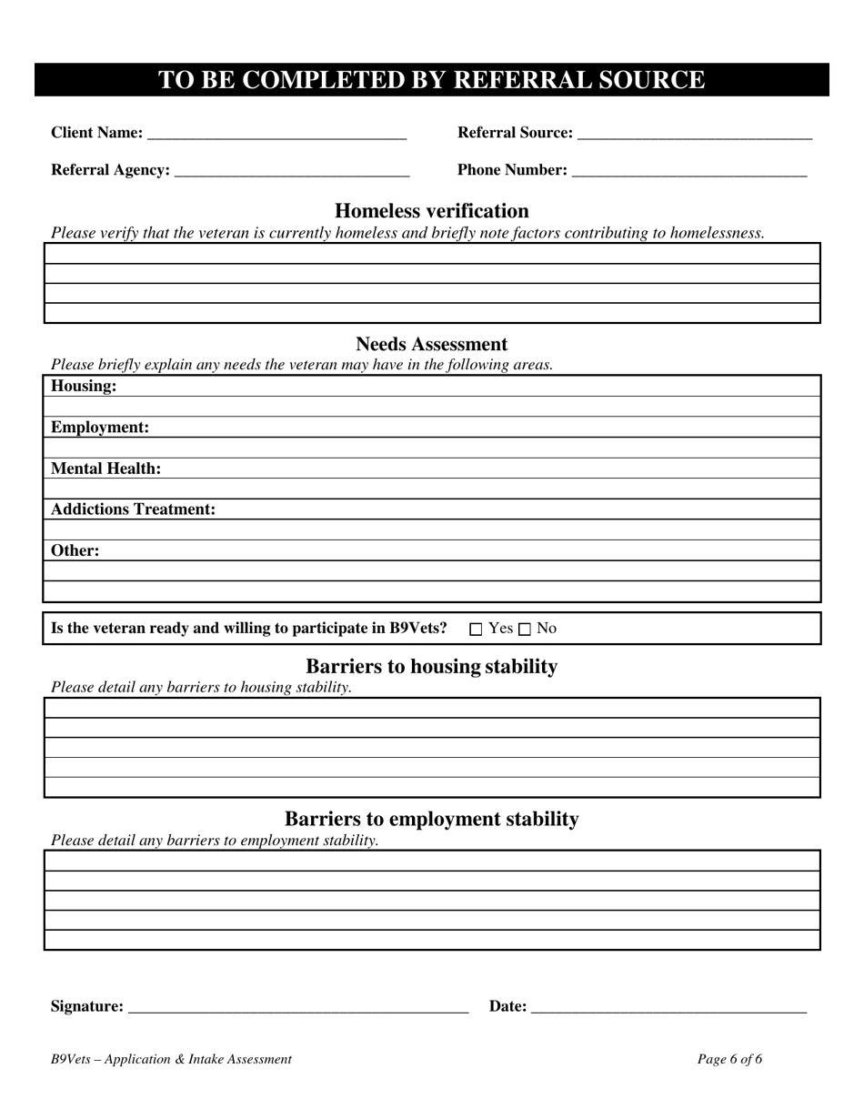 Application  Intake Assessment - Building 9 for Veterans - Washington, Page 6