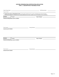 NPS Form 10-168A Part 2 Historic Preservation Certification Application - Description of Rehabilitation, Page 2