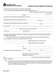 Document preview: DOT Form 134-033 Notice of Claim Against Contractor - Washington