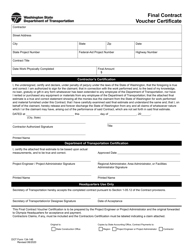 Document preview: DOT Form 134-146 Final Contract Voucher Certificate - Washington