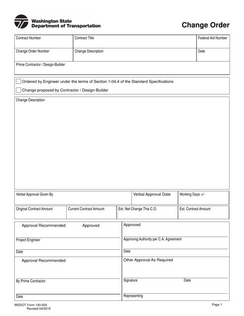 DOT Form 140-005  Printable Pdf