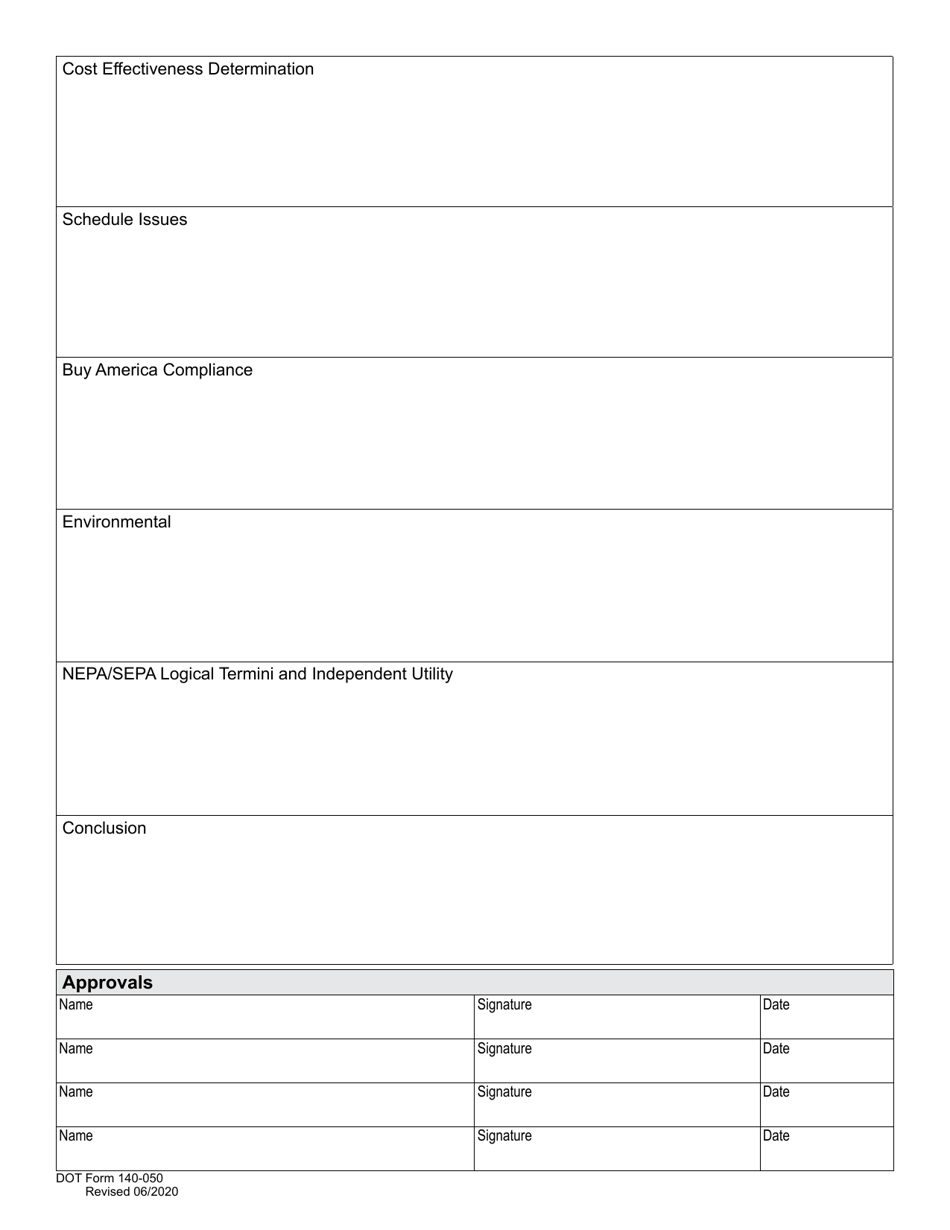 DOT Form 140-050 Public Interest Finding - Washington, Page 2