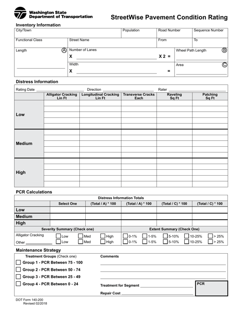 DOT Form 140-200  Printable Pdf