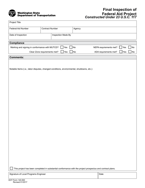DOT Form 140-500  Printable Pdf