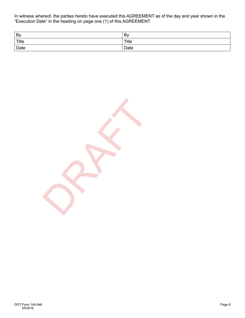 DOT Form 140-046 Professional Services (Real Estates) Consultant Agreement Negotiated Hourly Rate - Draft - Washington, Page 9