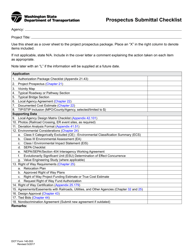 Document preview: DOT Form 140-553 Prospectus Submittal Checklist - Washington