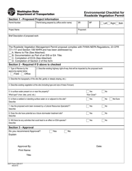 Document preview: DOT Form 220-017 Environmental Checklist for Roadside Vegetation Permit - Washington