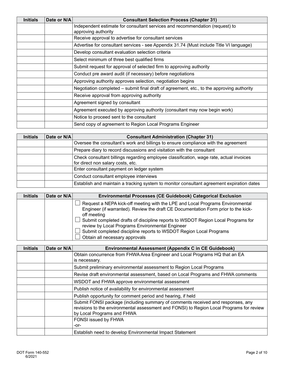 DOT Form 140-552 - Fill Out, Sign Online and Download Fillable PDF ...