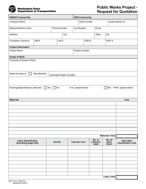 DOT Form 160-010  Printable Pdf