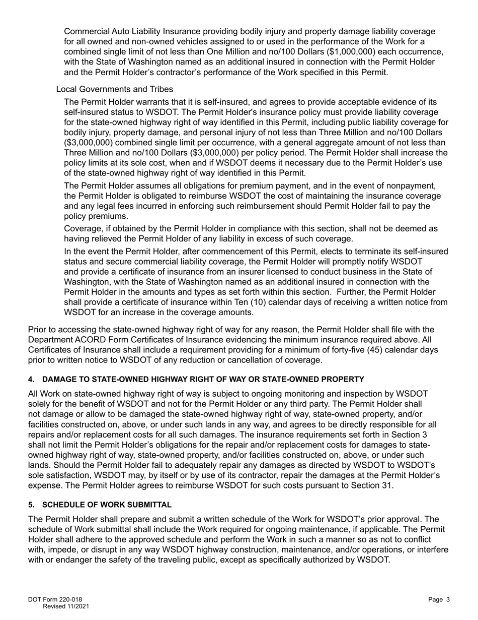 DOT Form 220-018 Roadside Vegetation Permit - Washington, Page 3
