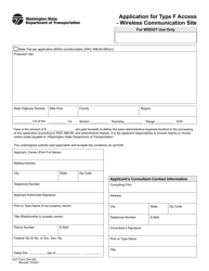 DOT Form 224-009 Application for Type F Access - Wireless Communication Site - Washington