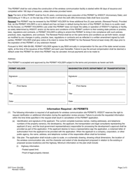 DOT Form 224-008 Access Wireless Communication Site Permit - Type F Only - Washington, Page 2