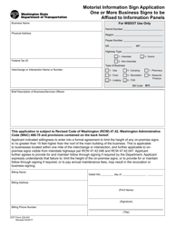 Document preview: DOT Form 224-041 Motorist Information Sign Application One or More Business Signs to Be Affixed to Information Panels - Washington