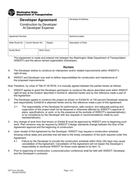 Document preview: DOT Form 224-054 Developer Agreement - Construction by Developer at Developer Expense - Washington