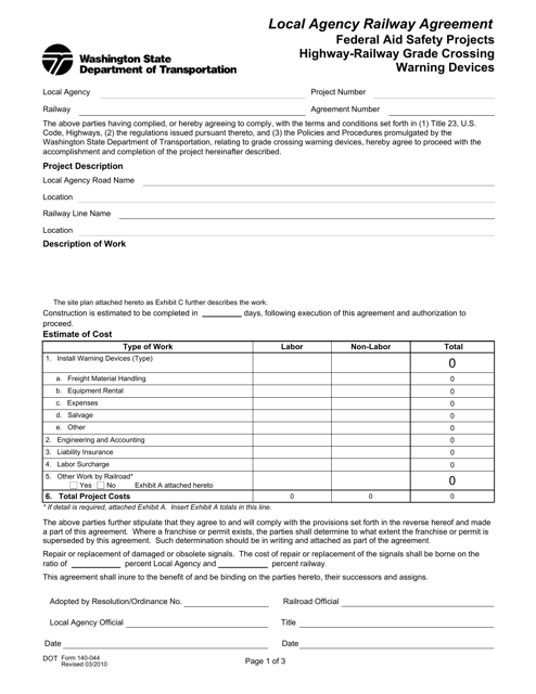 DOT Form 140-044  Printable Pdf