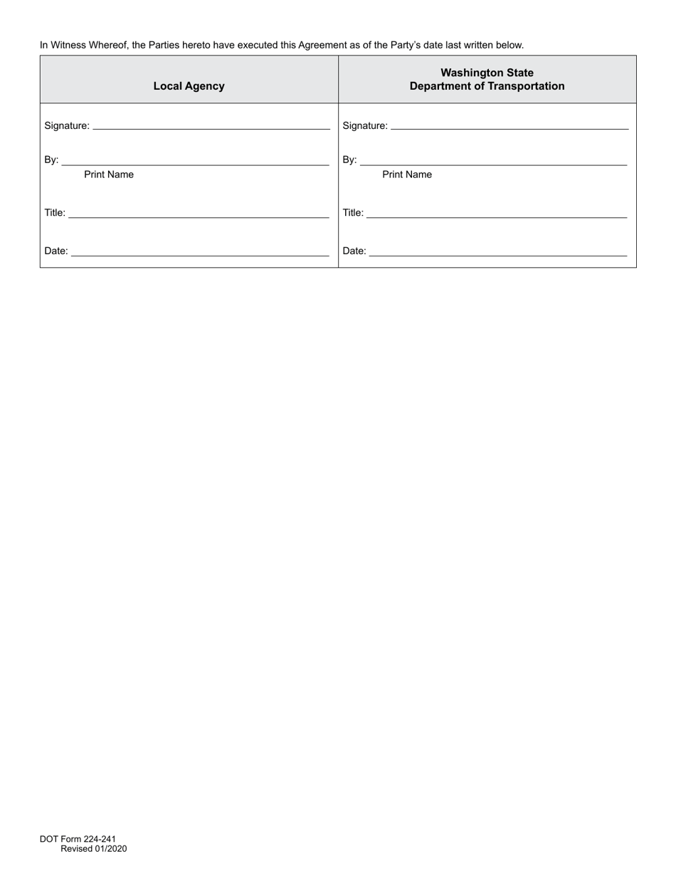 DOT Form 224-241 Turnback Agreement (Construction Complete) - Washington, Page 3