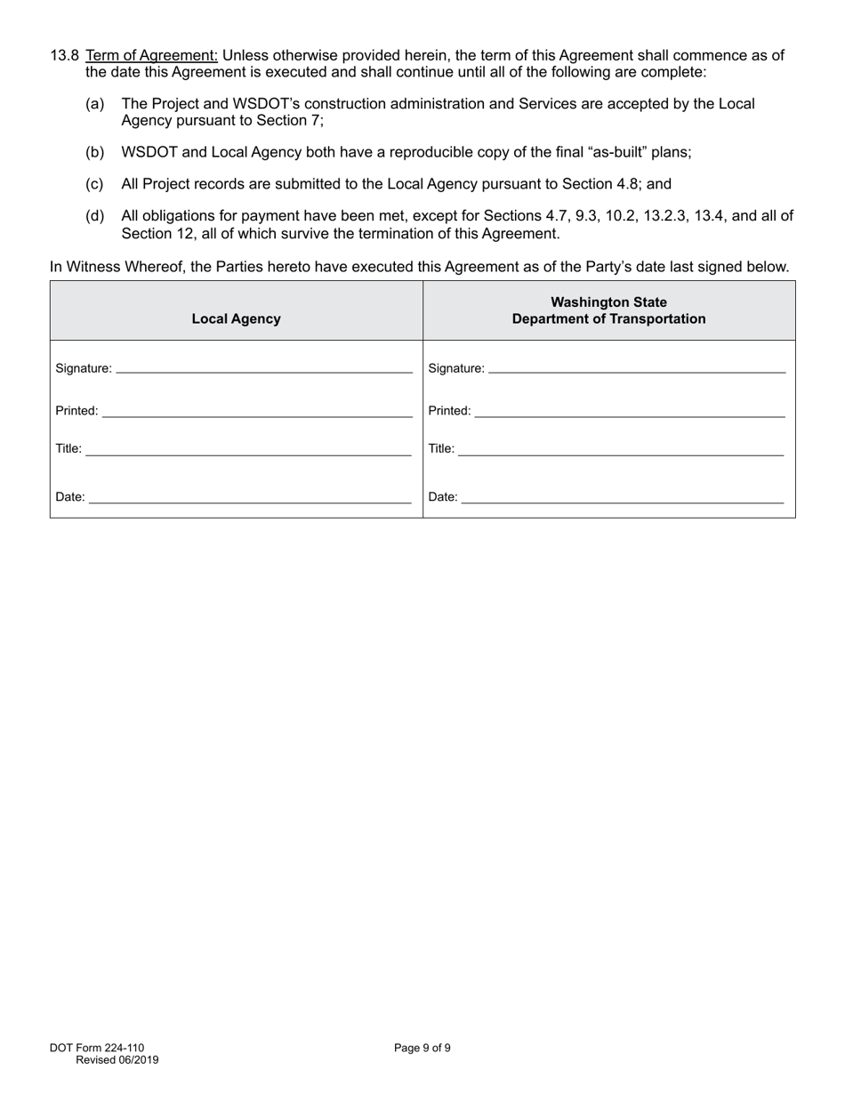 DOT Form 224110 Download Fillable PDF or Fill Online Wsdot