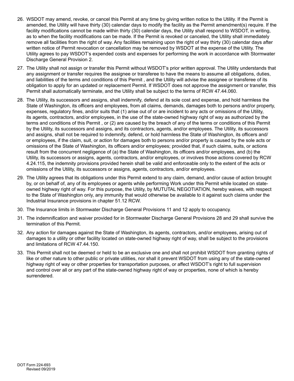 DOT Form 224-693 Application for Utility Permit (Stormwater Discharge) - Washington, Page 5